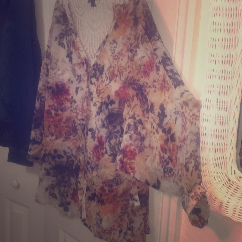 Lace back, beautiful colored, big blouse.